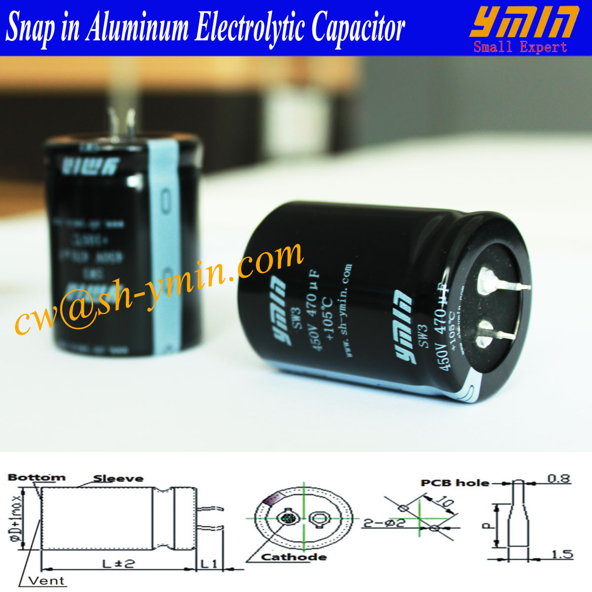  450V 470uF Capacitor 105C 3000 Hours Snap in Electrolytic Capacitor for Wind Turbine Power Inverter and AC Wave Inverter Manufactures