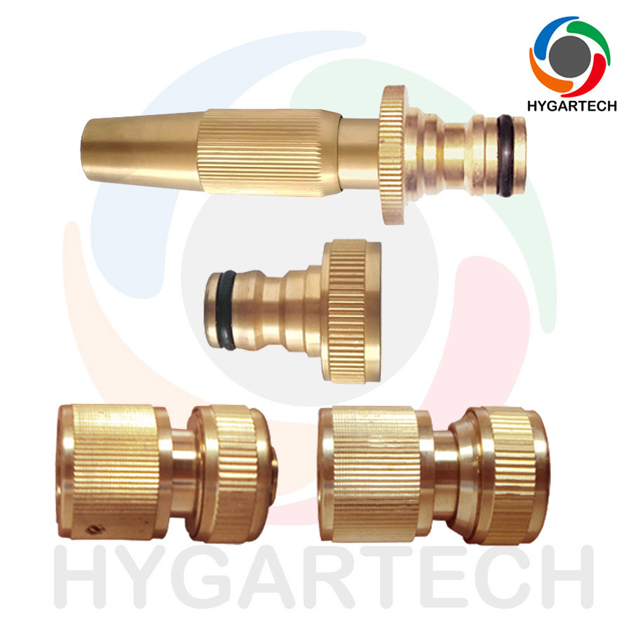  1/2'' - 5/8'' Brass Quick Click Hose Coupling Tap Connector And Nozzle Set Manufactures