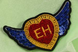  Sweat Red Heart EH Letter Sequin Wing Shape Felt Applique Patch For Sew On Iron On For Garments Or Jeans Manufactures