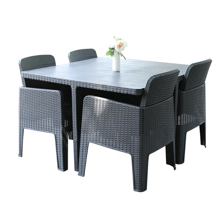  H75mm Table L56cm Chair Rattan Garden Dining Set , 4 Seater Rattan Dining Set For Patio Manufactures