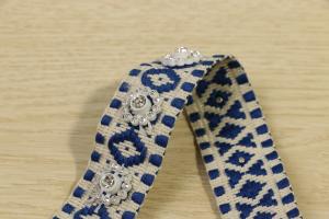  Jacquard Cotton Webbing Tape 25mm Multiusage With Rhinestone Direction Manufactures
