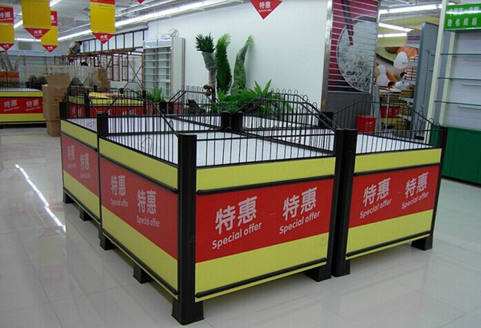  Knockdown Metallic Supermarket Promotion  Display Table / Advertising Promotion Counter Manufactures
