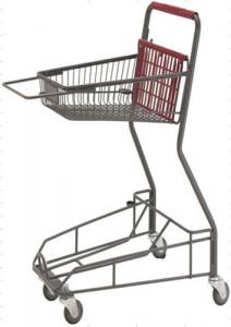  Gray Metal 2 - Tier Supermarket Basket Shopping Trolley Anti - Collision With 4 PU wheels Manufactures