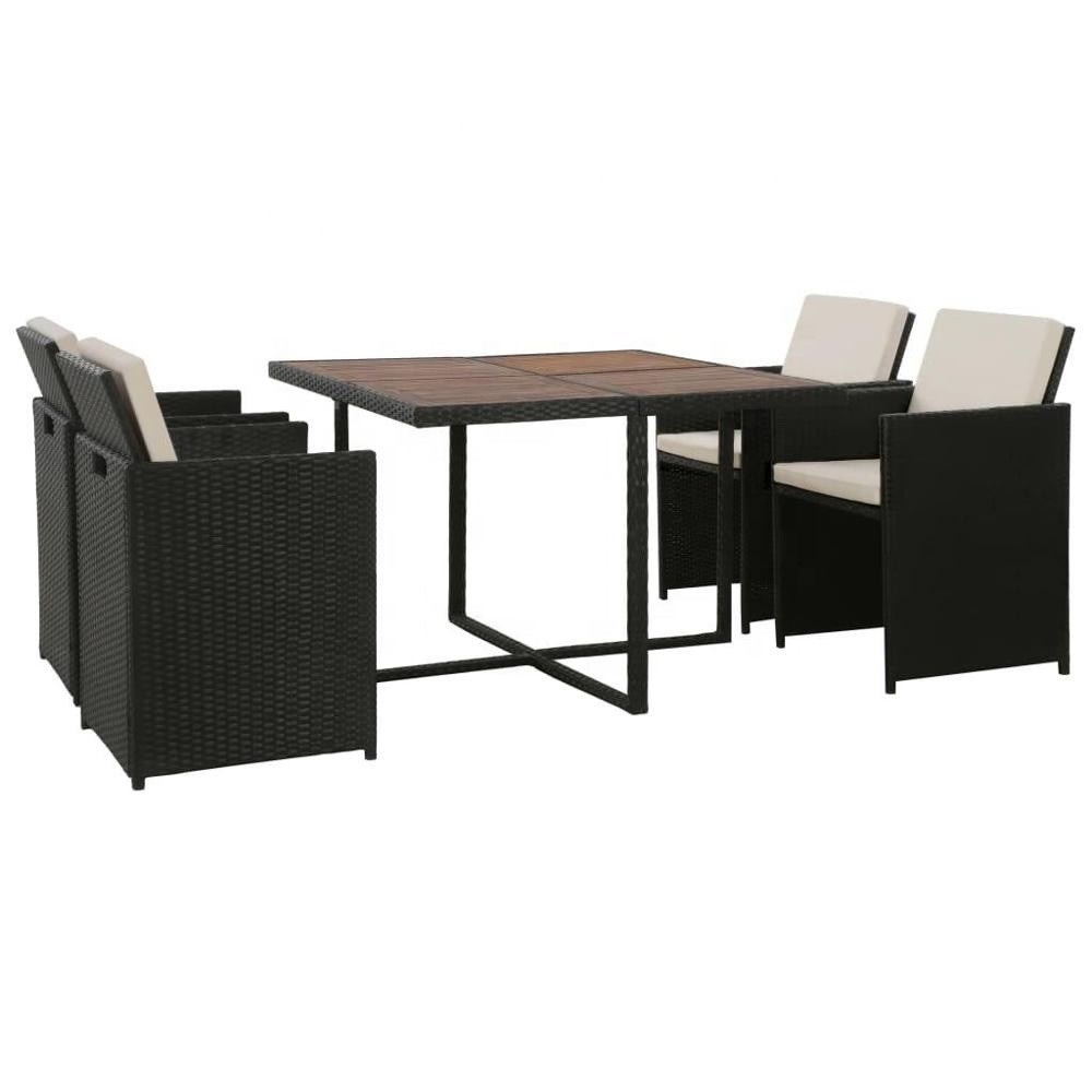  W110cm H71cm Table Rattan Garden Furniture Sets , 4 Seater Rattan Patio Set Steel Frame Manufactures