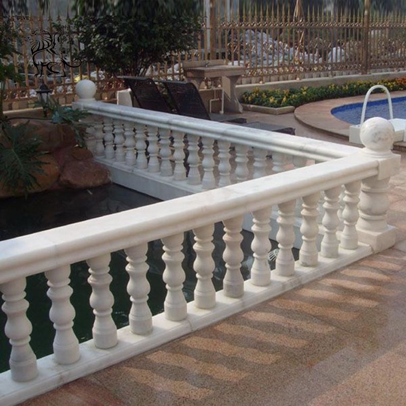  BLVE White Marble Baluster Handrail Natural Stone Carving Balcony Balustrade Railing Design Modern French Garden Manufactures