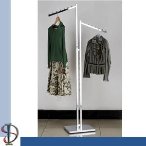  2 Arms Chrome Metal Clothing Display Rack With Metal Square Base Manufactures