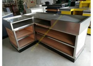  Stainless Steel / Wood Cashier Checkout Counter Electrostatic Spray Surface Treatment Manufactures