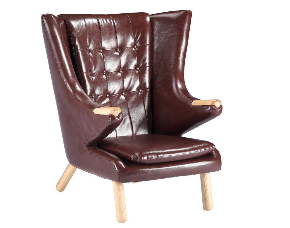  Living Room Leather Lounge Chair / Papa Bear Chair Soft Feeling With Ottoman Manufactures
