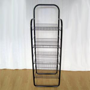  Four Wire Baskets Floor Grocery Display Stands Multi Tiers Convenience Store Display Racks Manufactures