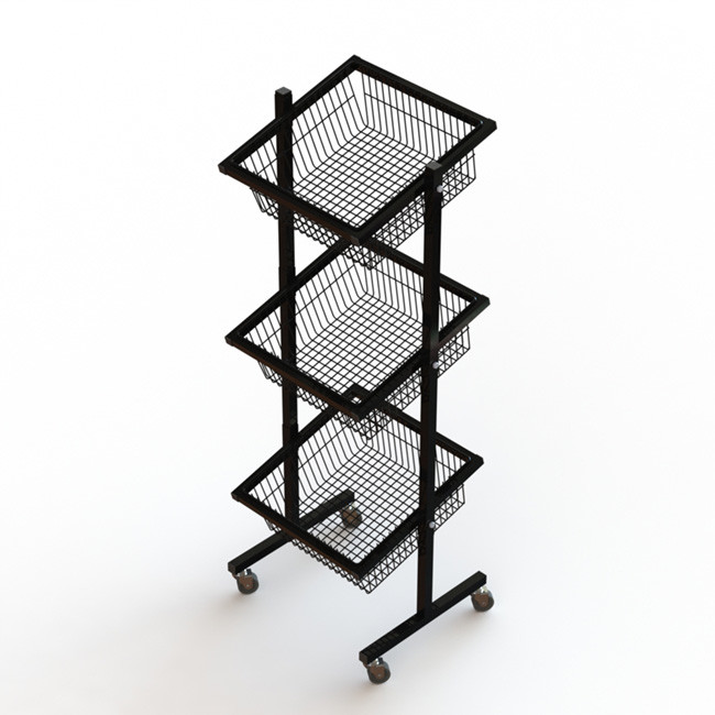  Iron Wire Grocery Display Stands With Wheels Knockdown Structure Manufactures