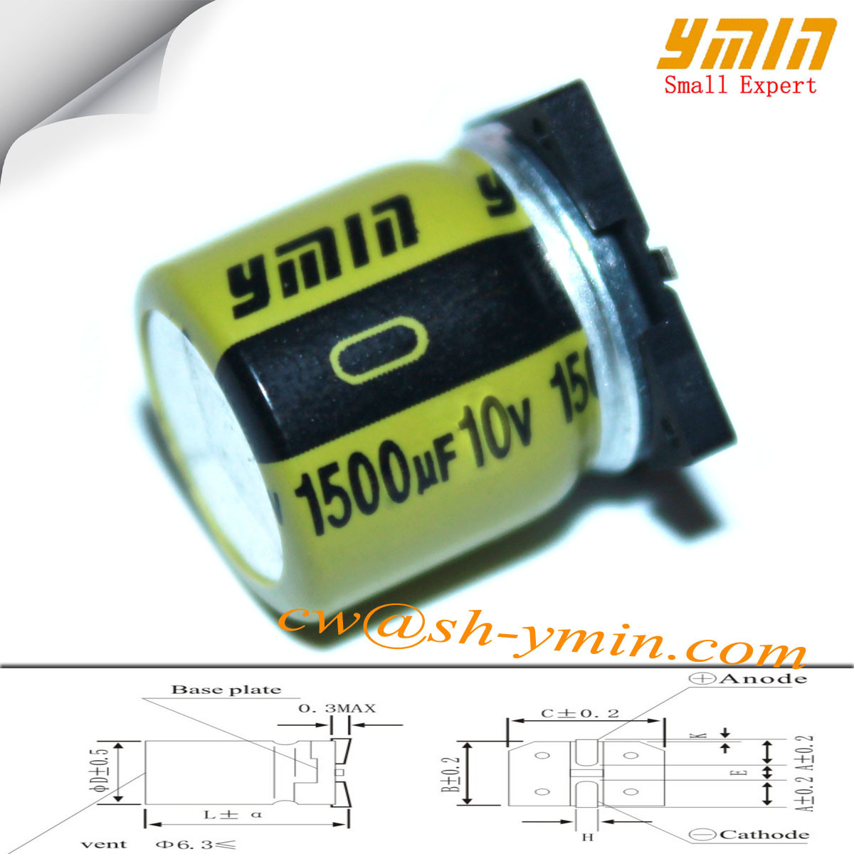  1500uF 10V 8x16.5mm SMD Capacitors VKM Series 105°C 7,000 ~ 10,000 Hours SMD Aluminum Electrolytic Capacitor  RoHS Manufactures