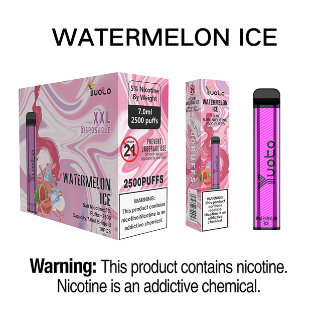  Watermelon Ice 2500 Puffs 7.0ml Disposable Electronic Cigarette 8-9 Days Using Manufactures
