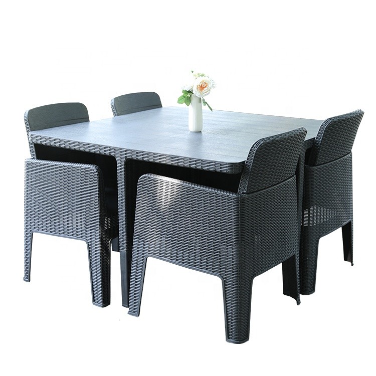 W160cm H75cm Table 4 Seater Rattan Dining Set , Wicker Rattan Table And Chairs For Garden Manufactures
