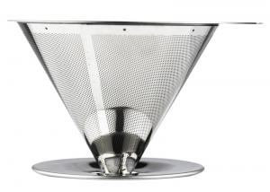 Professional Stainless Steel Coffee Dripper Double Layered Filter With 89mm Height