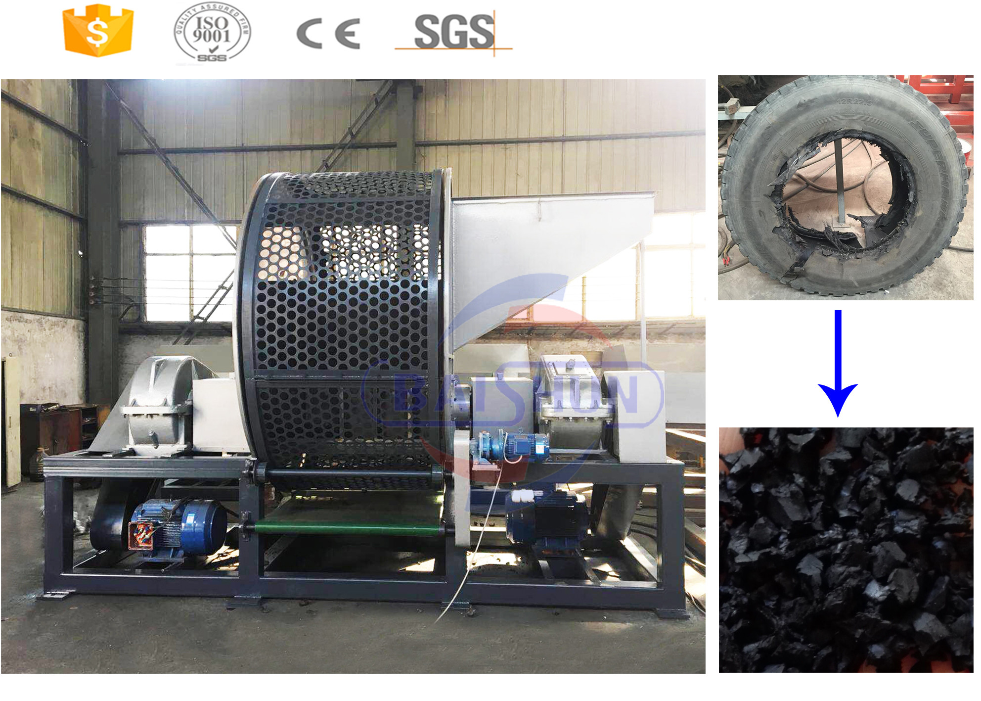  Fully Automatic Scrap Rubber Tires Recycling Machine Easy Maintenance Manufactures