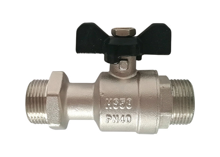  Long Body Metal Brass DIY OEM Parts , Male Threaded Ball Valve Aluminum Wing Handle Manufactures