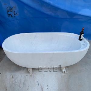 BLVE Freestanding Carrara Marble Bath tub White Natural Stone Elegant Whirlpool Bathroom Bathtub Modern Victorian Manufactures
