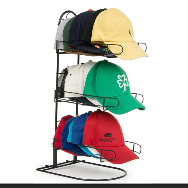  3 Tiers Baseball Cap Wire Rack Display Stands Metal Tubular Frame Manufactures