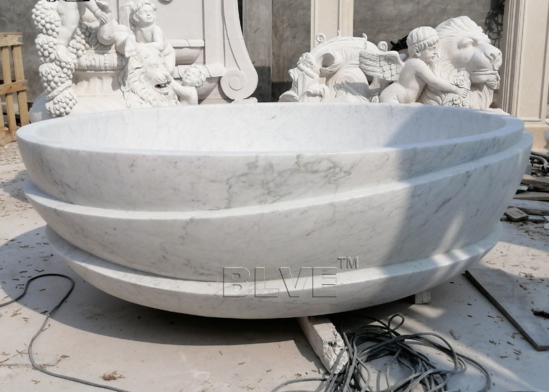  Carrara Marble Bathtub White Solid Bath Tub Natural Stone Round Handmade European Style Manufactures
