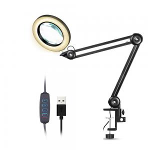 USB power supply Magnifying lamp  swivel arm magnifier desk lamp with clamp task magnifier led illuminated