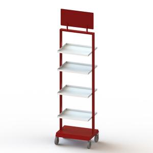  Movable 4 Layer Metal Plate Display Racks With Casters Manufactures