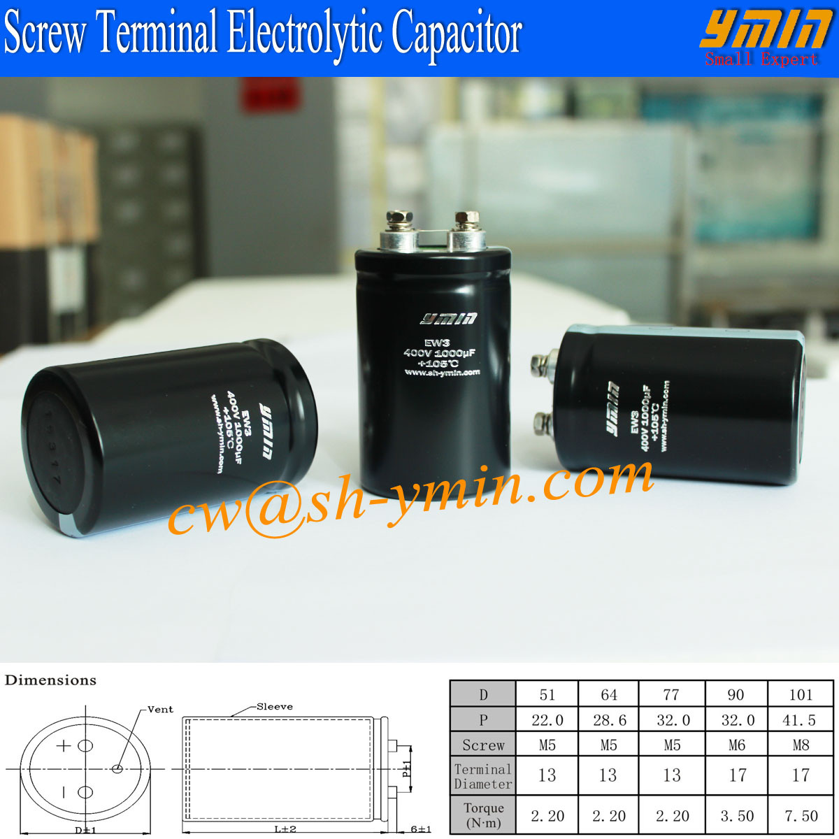  400V 1000uF Capacitor Screw Bolt Terminal Aluminum Electrolytic Capacitor RoHS Compliant Manufactures
