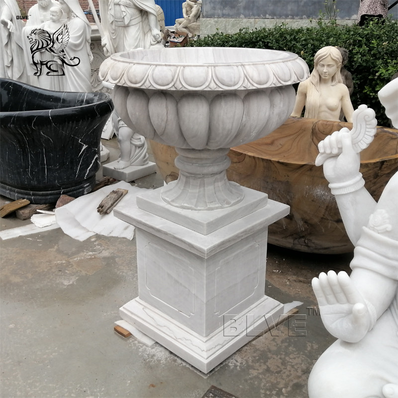  Large Marble Flowerpots Garden Decorative Hunan White Natural Stone Hand Carved Manufactures