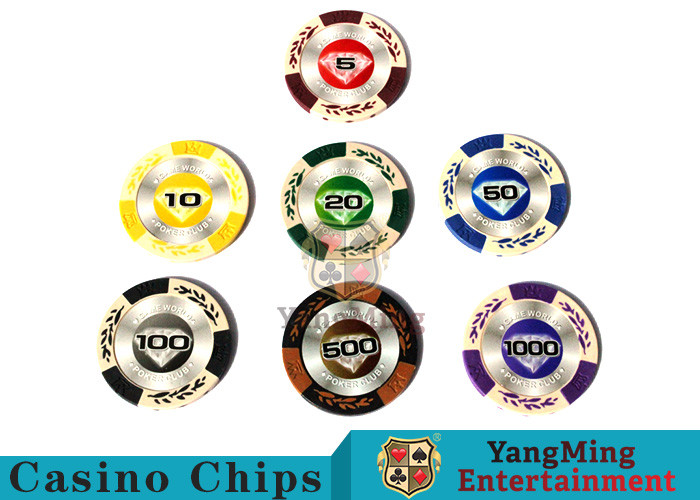  14 Gram Matte Sticker Custom Clay Poker Chips With 25pcs In A Shrink Roll Manufactures
