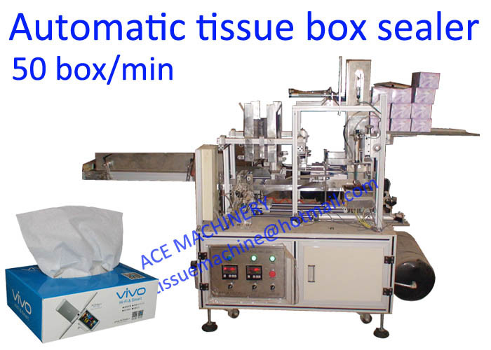  50 Box / Min Facial Tissue Paper Box Packing Machine Manufactures