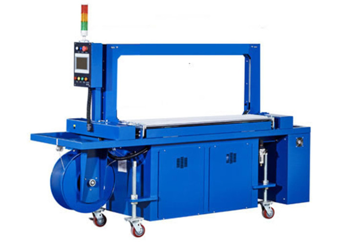  High Speed Carton Box Strapping Machine , Fully Automatic Pallet Strapping Machine With Power Roller Table Manufactures
