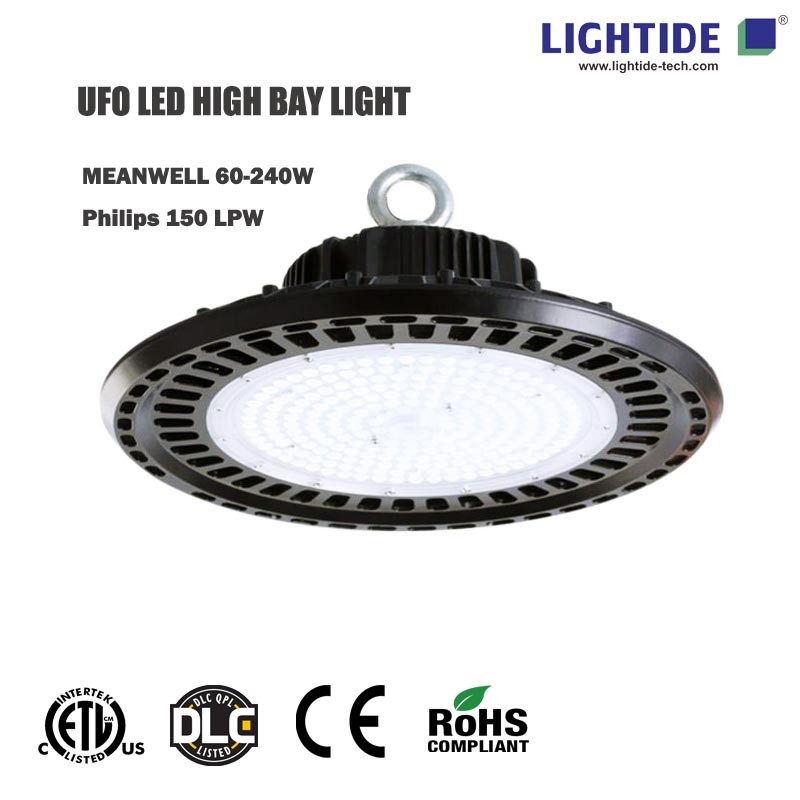  DLC qualified UFO LED High Bay Light , 150W, 0-10vdc dim, 5 years warranty Manufactures