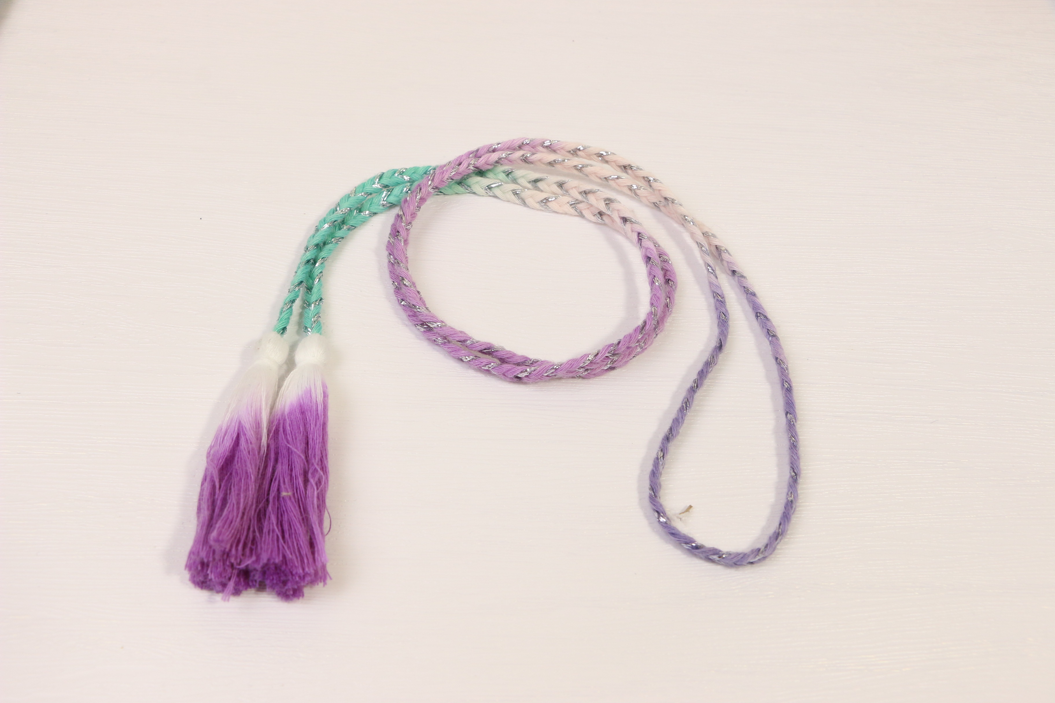  Dip Dyed Gradient Multi Color Composite Drawcord With Silver Metallic Thread Manufactures