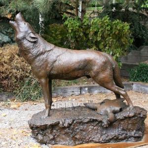  BLVE Bronze Wolf Statue Life Size Outdoor Metal Copper Animal Sculpture Garden Art Decoration Modern Casting Manufactures