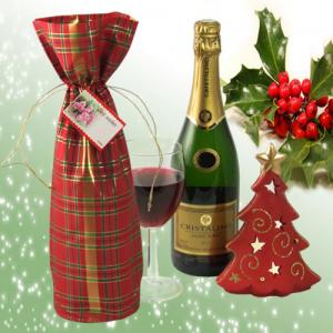  Custom design Christmas red wine bottle packaging gift paper bags Manufactures