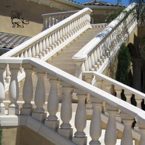  BLVE White Marble Stair Handrail Railing Natural Stone Balustrade Villa Balconies Railing Design Modern Art Carving Manufactures