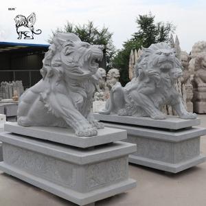  BLVE Marble Granite Large Outdoor Lion Statues Natural Stone Carving Garden Animal Sculpture Front Door Manufactures