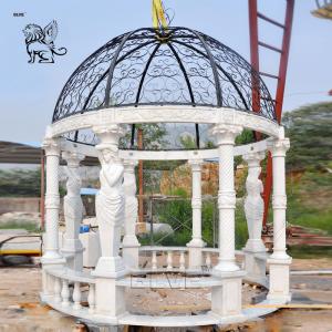  Large Marble Gazebo Woman Statues Garden Pavilion Metal Roof Hand Carved Outdoor Decoration Manufactures