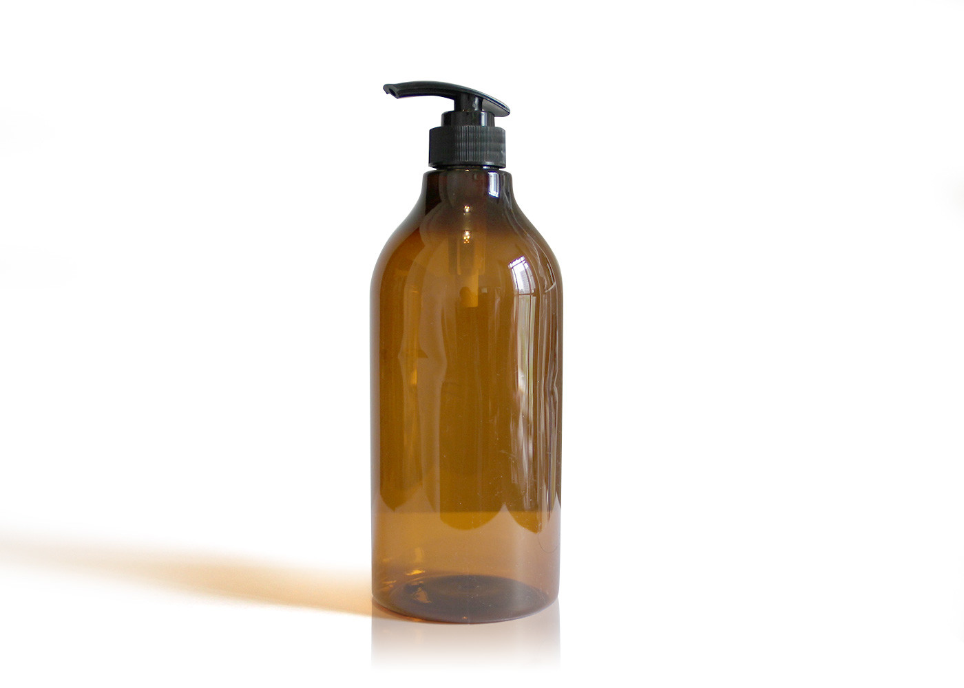  1000ml Amber PET Cosmetic Bottles Round Body And Narrow Neck High Capacity Manufactures