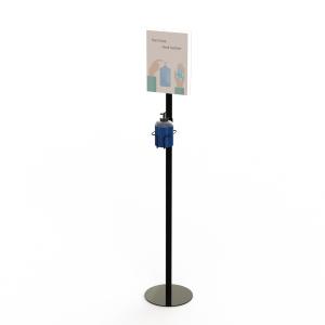  Soap Hand Sanitizer Dispenser 120cm Metal Floor Stand With Sign Holder Manufactures