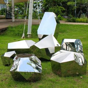  BLVE Stainless Steel Stone Garden Sculpture Metal Geometric Abstract Art Modern Large Outdoor Decoration Manufactures