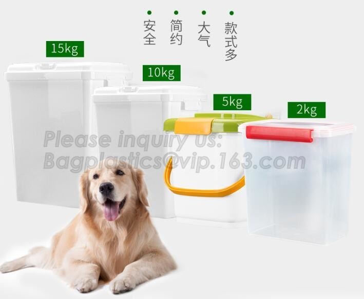  BPA free pet food storage container with wheels, Promotion Plastic Pet Food Storage Container With Bowl container, treat Manufactures
