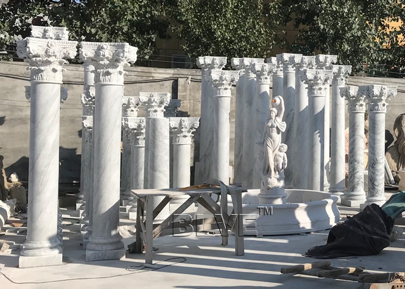  BLVE White Marble Roman Columns Natural Stone Greek Column Building Pillar Out Door Indoor Decorative Manufactures