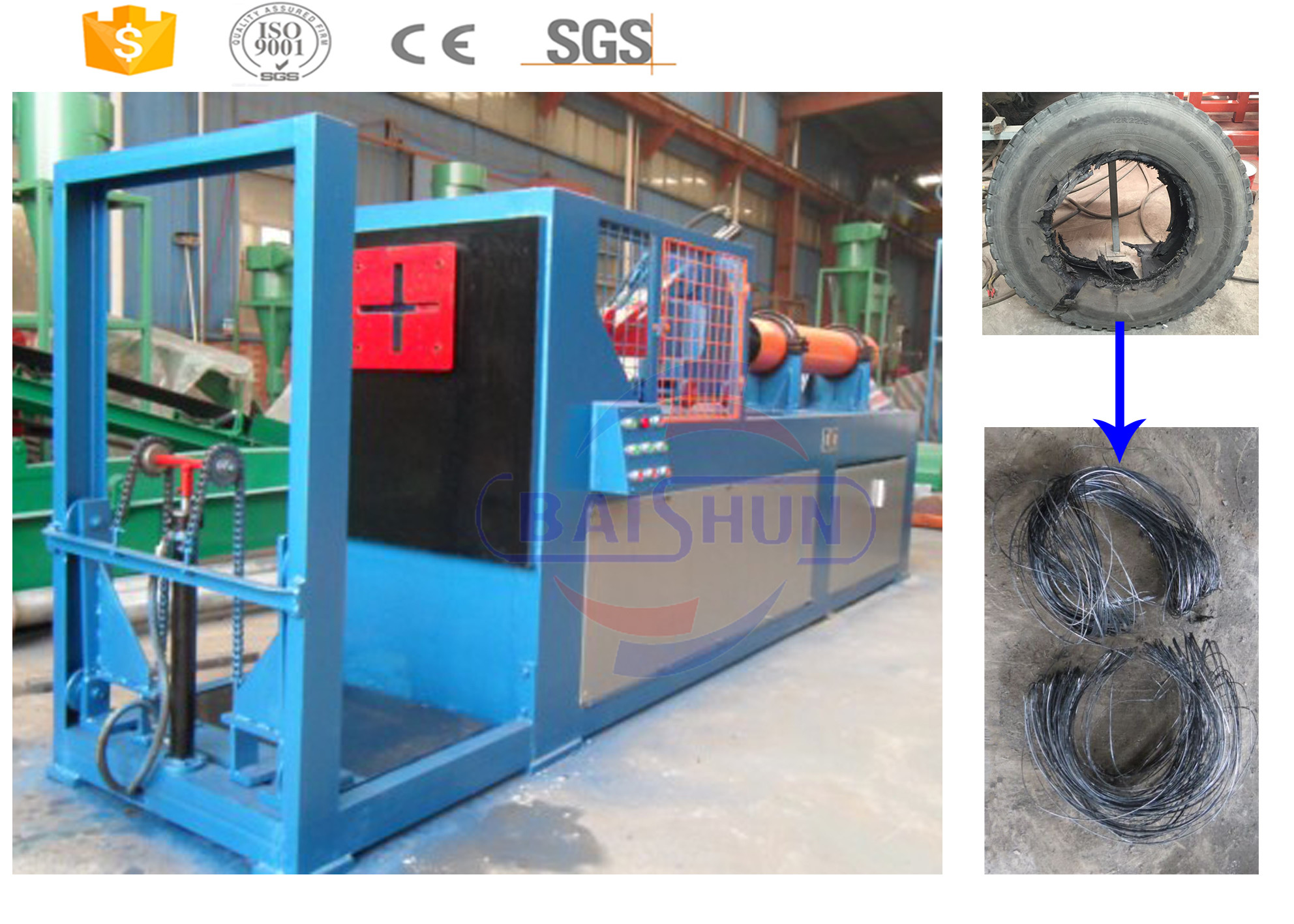  Old Tractor Tire Recycling Equipment , Waste Tire Shredding Equipment Manufactures