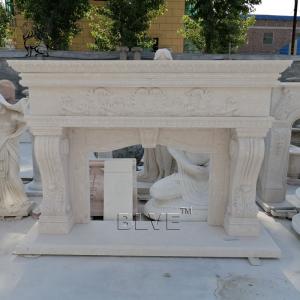  BLVE Beige Natural Stone Granite Fireplaces Freestanding Marble Fireplace Home Modern European Style Manufactures