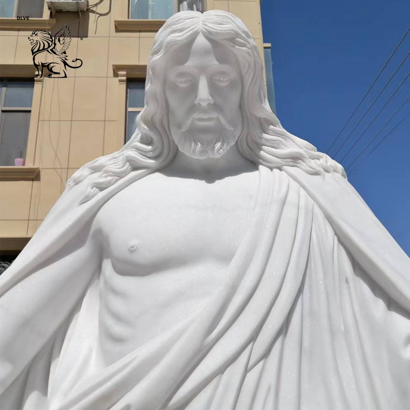  BLVE White Stone Carving Religious Jesus Statue Life Size Christ The Redeemer Marble Statue Large Outdoor Sculptures Manufactures
