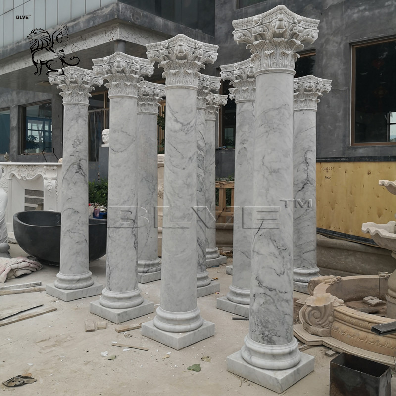  Carrara Marble Column White Roman Pillar Natural Stone Garden Decoration Manufactures