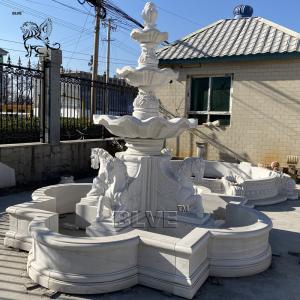  BLVE Stone Garden Fountains White Marble Horse Statues Water Fountain Large Outdoor Decorative Manufactures