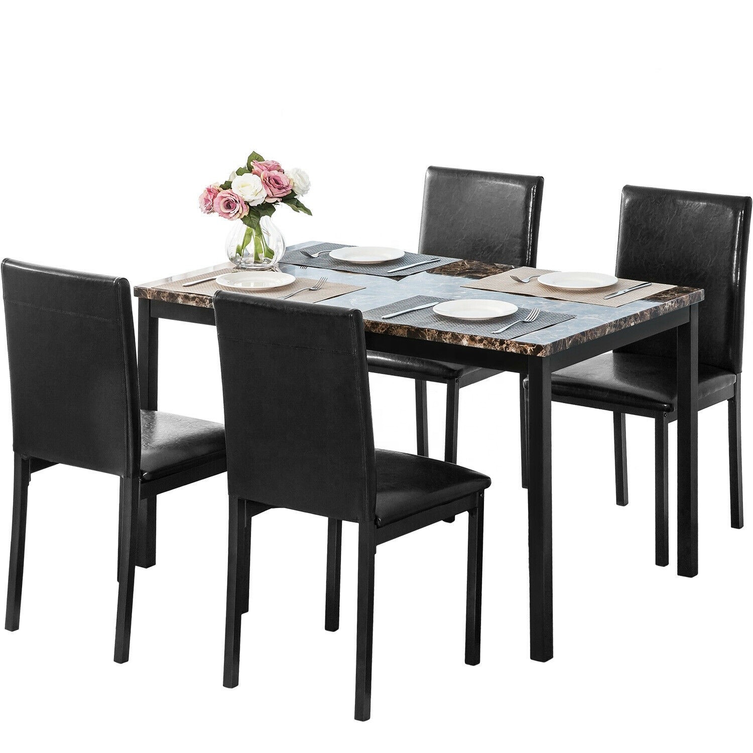  SNUGLANE Breadth 620mm Wicker Indoor Dining Set With Marble Top Manufactures