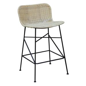  W52cm H98cm Rattan Wicker Bar Stools , Metal And Wicker Bar Stools Scandinavia Style Manufactures