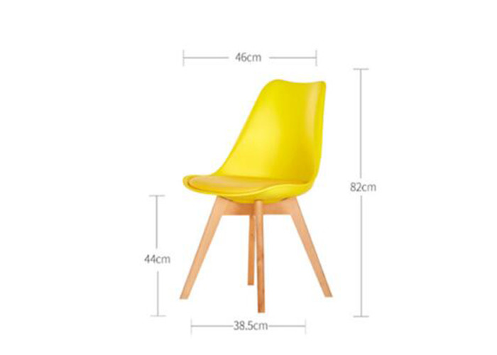  Ergonomic Yellow Wood Dining Chairs With Wooden Legs , 44cm Seat Height Manufactures